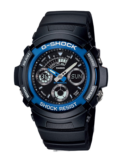Часы CASIO AW-591-2A Часы CASIO AW-591-2AG-CLASSIC<br>Аналого-цифровая модель G-SHOCK в черном корпусе с синим металлическим безелем. Эти джишоки воплощают в себе стиль, простоту и функциональность. Современный дизайн дополнен выверенной эргономикой и великолепной тактильностью, за счет которой с ними не хочется расставаться.
<br>На борту: автоматическая светодиодная подсветка, минеральное стекло, функция мирового времени, широкие возможности таймера и секундомера, легендарная джишоковая ударопрочность и водонепроницаемость.<br>