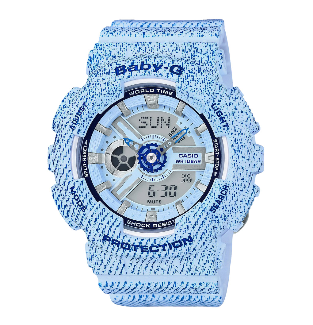Часы CASIO BA-110DC-2A3 Часы CASIO BA-110DC-2A3BABY-G<br>Перед вами fashion новинка CASIO BABY-G из семейства моделей BA-110 в светло-синем джинсовом принте! Стильная модель на каждый день, яркий и универсальный аксессуар!<br>