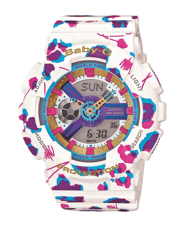Часы CASIO BA-110FL-7A Часы CASIO BA-110FL-7ABABY-G<br>Перед вами новинка CASIO BABY-G из семейства моделей BA-110 в расцветке Цветочный Леопард. Название расцветки говорит само за себя! Очень оригинальная модель, по-летнему свежая и легкая. И несмотря на то, что эти бэбики нельзя назвать миниатюрными или классическими, они прекрасно сочетаются даже с платьями.<br>