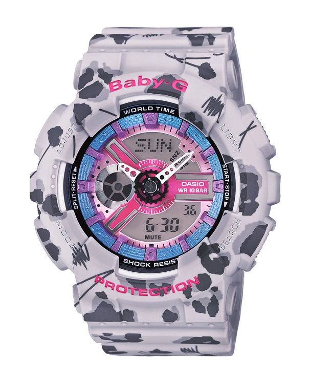 Часы CASIO BA-110FL-8A Часы CASIO BA-110FL-8ABABY-G<br>Перед вами новинка CASIO BABY-G из семейства моделей BA-110 в расцветке Цветочный Леопард на светло-сером корпусе. Название расцветки говорит само за себя! Стильная модель, по-летнему свежая и легкая. И несмотря на то, что эти бэбики нельзя назвать миниатюрными или классическими, они прекрасно сочетаются даже с платьями.<br>