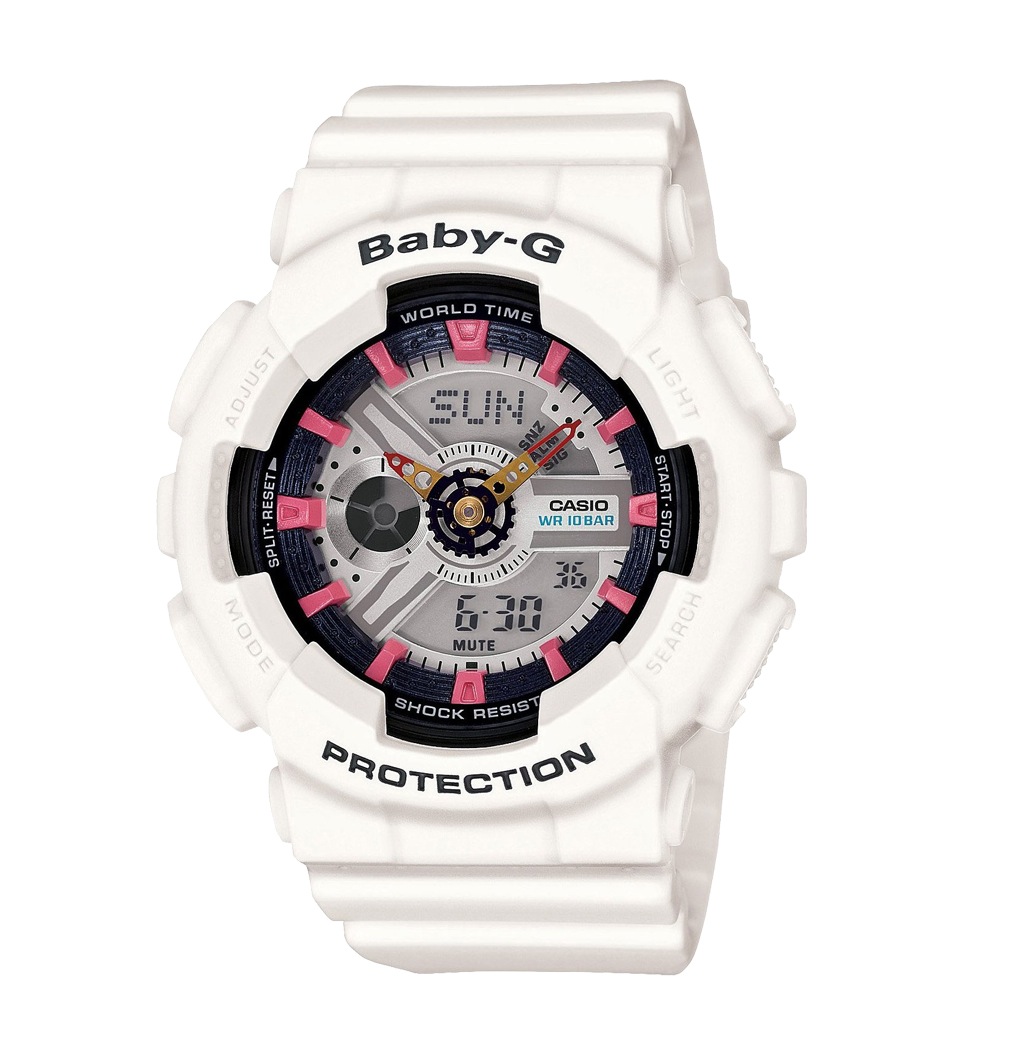 Часы CASIO BA-110SN-7A Часы CASIO BA-110SN-7ABABY-G<br>Модель открывает новую линейку стильных часов, предназначенных для девушек, ведущих активный образ жизни. Влагостойкие часы спортивного стиля с противоударной защитой и секундомером оснащены только самым необходимым функционалом.<br>