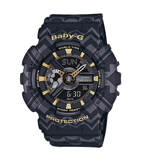 Часы CASIO BA-110TP-1A Часы CASIO BA-110TP-1ABABY-G<br>Стильная новинка в линейке BABY-G BA-110 из серии TRIBAL PATTERN в темном корпусе с золотыми деталями и креативным этническим принтом на корпусе и ремешке! Эти женские часы с аналого-цифровым циферблатом можно отнести как к fashion-моделям, так и к casual-моделям на каждый день.<br /><br>Очень лаконичная и приятная модель, которая может стать вашим ежедневным аксессуаром, гармонично дополняя собой практически любой образ.<br /><br>