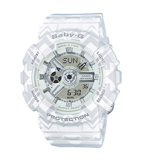Часы CASIO BA-110TP-7A Часы CASIO BA-110TP-7ABABY-G<br>Стильная новинка в линейке BABY-G BA-110 из серии TRIBAL PATTERN в светлом корпусе с креативным этническим принтом на корпусе и ремешке! Эти женские часы с аналого-цифровым циферблатом можно отнести как к fashion-моделям, так и к casual-моделям на каждый день. Очень лаконичная и приятная модель, которая может стать вашим ежедневным аксессуаром, гармонично дополняя собой практически любой образ.<br /><br>
