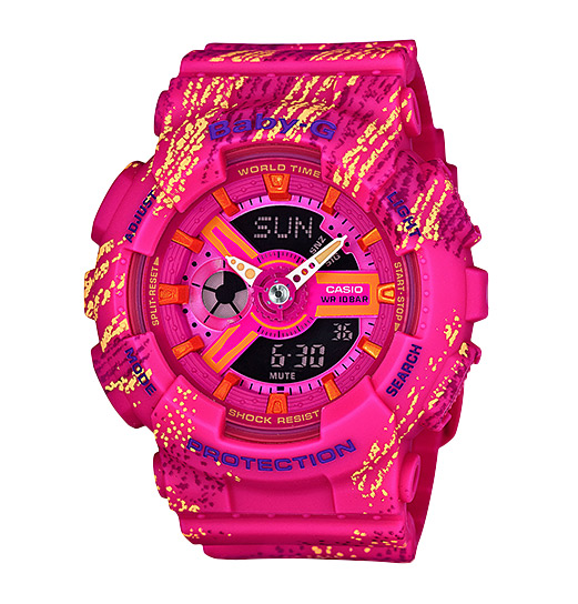 Часы CASIO BA-110TX-4A Часы CASIO BA-110TX-4ABABY-G<br>Релиз ноября 2016 года из серии BA-110 в ярком розовом цвете с абстрактным allround принтом. Дизайн этой спортивной новинки выполнен под &amp;quot;шумный&amp;quot; тексить, который в последнее время используется в <a href=&amp;quot;http://images.nike.com/is/image/DotCom/pwp_sheet2?$NIKE_PWPx3$&$img0=526628_009&$img1=526628_731&$img2=526628_011&amp;quot;>спортивных кроссовках многих известных брендов</a>. Именно идеальное сочетание с вашей любимой спортивной обувью, а также бескомпромиссная джишоковая противоударность и абсолютная водозащита, делают эту модель вашим верным спутником даже в самых изнурительных воркаутах.<br>