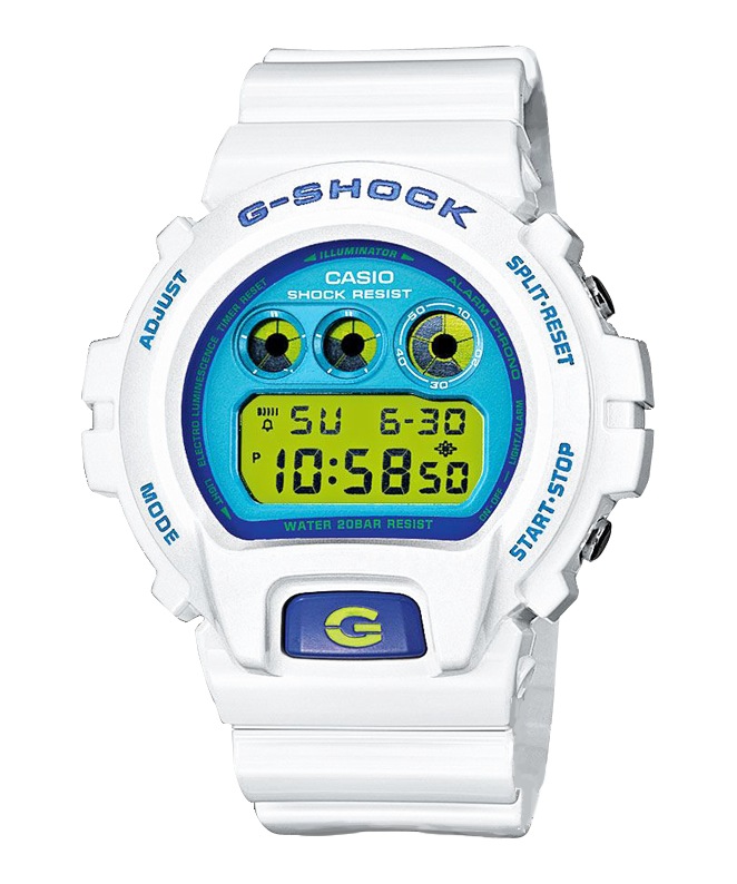 Часы CASIO DW-6900CS-7E Часы CASIO DW-6900CS-7EG-CLASSIC<br>Креативная унисекс модель из <a href=&amp;quot;/all-gshock/g-shock-dw-6900/&amp;quot;>серии DW-6900</a> белого цвета и бирюзовыми деталями циферблата станет отличным аксессуаром и свежим дополнением к любому вашему образу! Наличие противоударной и влагозащитной функции позволяет не расставаться с часами даже в самые экстремальные минуты вашей жизни, а благодаря функции люминесцентной подсветки часы даже ночью покажут вам точное время.Напомним, что DW-6900 — один из самых популярных и узнаваемых корпусов во всей линейке G-SHOCK, вы можете найти у нас <a href=&amp;quot;/all-gshock/g-shock-dw-6900/&amp;quot;>огромное разнообразие джишоков</a>, выполненных именно на базе данного корпуса.<br>