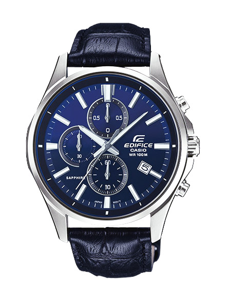Часы CASIO EFB-530L-2A Часы CASIO EFB-530L-2AEDIFICE<br>Новинка в линейке аналоговых мужские часов Edifice классического дизайна. Стальной корпус на ремешке из натуральной кожи венчает градиентный черно-синий циферблат, покрытый сапфировым стеклом. На борту: люминесцентная подсветка стрелок и меток, прочный стальной корпус, 100&#37; защита от влаги, 2 года работы от одного аккумулятора.<br>
