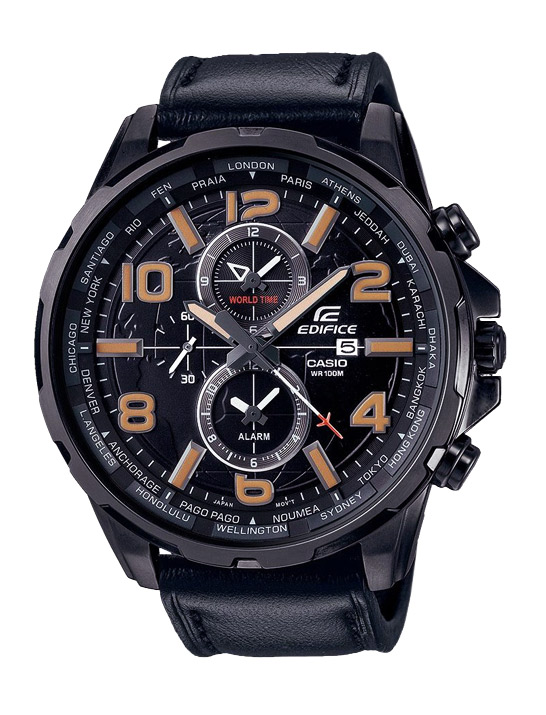Часы CASIO EFR-302L-1A Часы CASIO EFR-302L-1AEDIFICE<br>Аналоговые мужские часы с будильником и функцией отображения мирового времени, имеется неоновая подсветка дисплея, модель выполнена из прочного стального сплава и ударопрочного минерального стекла.<br>