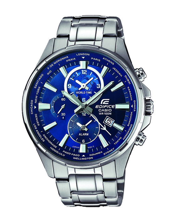 Часы CASIO EFR-304D-2A Часы CASIO EFR-304D-2AEDIFICE<br>Стильные мужские часы с аналоговым отображением мирового времени обладают неоновым дисплеем с датой, высокой водозащитой &#40;10 бар&#41;, ударопрочным минеральным стеклом, винтовой задней крышкой.<br>