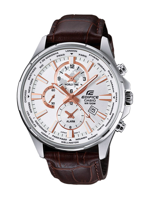 Часы CASIO EFR-304L-7A Часы CASIO EFR-304L-7AEDIFICE<br>Стильные мужские часы с аналоговым отображением мирового времени обладают неоновым дисплеем с датой, высокой водозащитой &#40;10 бар&#41;, ударопрочным минеральным стеклом, винтовой задней крышкой.<br>