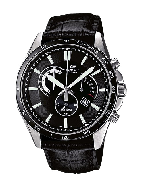 Часы CASIO EFR-510L-1A Часы CASIO EFR-510L-1AEDIFICE<br>Стильные мужские часы с аналоговой индексацией времени выполнены из прочной стали с кожаным ремешком, имеются секундомер и тахиметр, крепкое минеральное стекло, 100&#37; водозащита.<br>