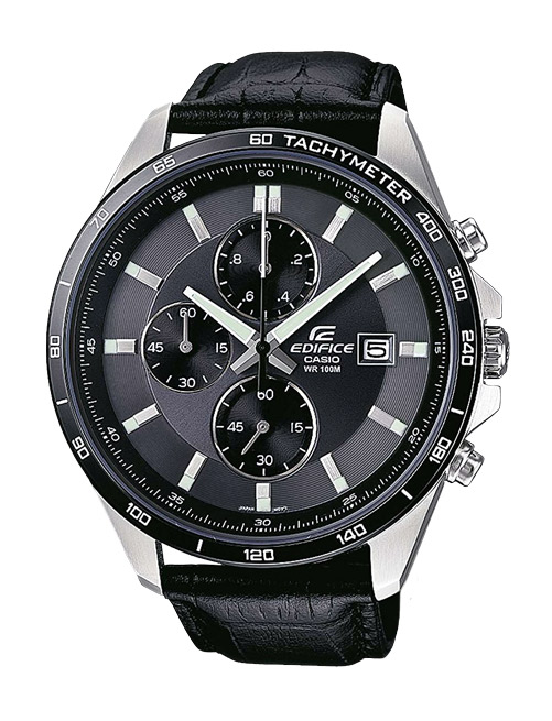 Часы CASIO EFR-512L-8A Часы CASIO EFR-512L-8AEDIFICE<br>Яркая модель аналоговых мужских часов обладает необритовой подсветкой дисплея с датой, секундомером и тахиметром, выполнена из крепкой стали с кожаным ремешком, имеет высокую степень защиты от влаги.<br>