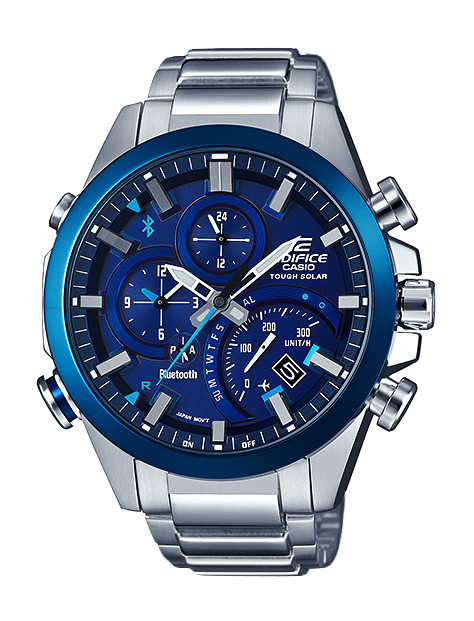 Часы CASIO EQB-500DB-2A Часы CASIO EQB-500DB-2AEDIFICE<br>Яркие часы Casio Edifice из <a href=&amp;quot;/all-gshock/edifice-eqb-500/&amp;quot;>серии EQB-500</a> с синим безелем и циферблатом! Данная модель автоматически соединятеся с сервером точного времени в интернете через Bluetooth с помощью вашего смартфона, что гарантирует абсолютную точность времени на вашем запястье.
<br>Помимо великолепного дизайна, на дисплее данной модели отображаются уведомления о новых имейлах, а с помощью функции поиска телефона, ваш смартфон начнет издавать звуковые сигналы, при нажатии на специальную кнопку на часах. Эти эдифайсы могут работать абсолютно автономно, заряжаясь от солнечной батареи, а встроенный тахиметр позволит высчитать скорость вашего движения. Список можно долго продолжать: абсолютная водозащита и еще более десятка функций ждут вас в данных эдифайсах!<br>