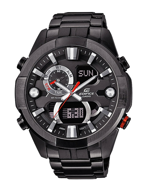Часы CASIO ERA-201BK-1A Часы CASIO ERA-201BK-1AEDIFICE<br>Мужская модель с аналогово-цифровым отображением времени, устойчивая к воздействию вибрации с супер подсветкой. Оснащена термометром, секундомером, таймером, мировым временем, 100&#37; водозащита.<br>