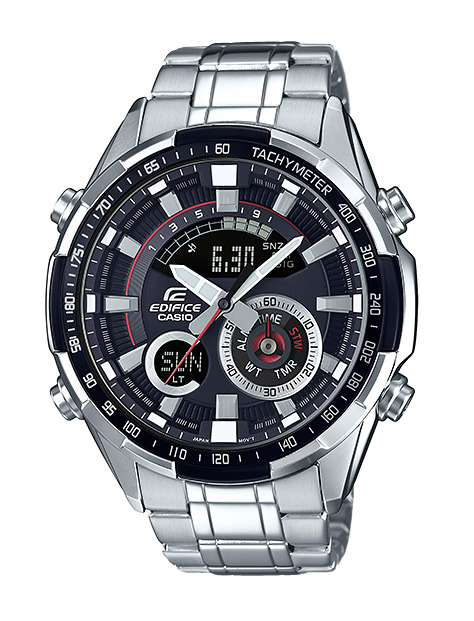 Часы CASIO ERA-600D-1A Часы CASIO ERA-600D-1AEDIFICE<br>Мужские часы из крепкой стали с аналогово-цифровой индикацией времени. Имеют 5 будильников, секундомер, термометр, таймер, автоматическую подсветку при наклоне часов к лицу, 100&#37; водозащиту.<br>