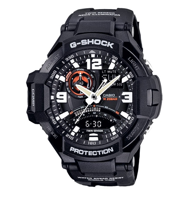 Часы CASIO GA-1000-1A Часы CASIO GA-1000-1AG-PREMIUM<br>Стильные джишоки из <a href=&amp;quot;/all-gshock/g-shock-gravitymaster/&amp;quot;>серии GRAVITYMASTER™</a> с корпусом из стали и полимерного пластика – это одна из вершин джишокостроения на сегодня благодаря передовым технологиям в начинке и сверхсовременному дизайну.
<br>
<br>Напомним, что GRAVITYMASTER™ – это профессиональная серия джишоков, рожденных противостоять стихии воздуха, джишоки данной серии подходят людям, связанным с авиацией и иной деятельностью, где необходимо быстро в движении получать всю информацию с датчиков часов.
<br>
<br>На борту защита от воздействия центробежной силы, перегрузок и вибраций, цифровой компас, термометр, индикация низкого заряда батареи и еще более десятка функций.<br>