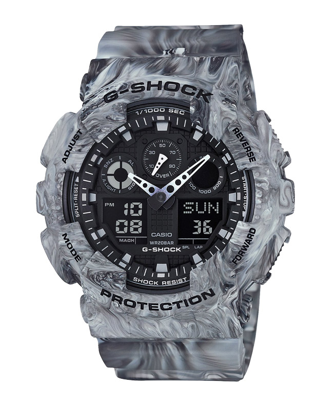 Часы CASIO GA-100MM-8A Часы CASIO GA-100MM-8AG-CLASSIC<br>Серая камуфляжная новинка в популярной <a href=&amp;quot;/all-gshock/g-shock-ga-100/&amp;quot;>линейке джишоков GA-100</a>! CASIO называют этот камуфляж &amp;quot;мраморным&amp;quot;, однако мы зовем его &amp;quot;глитчевым&amp;quot;, тк. есть в нем что-то от &amp;quot;расплывшейся&amp;quot; компьютерной графики. В надежности новинки сомневаться не приходится, это проверенная рабочая лошадка, благодаря одной из самой прочных конструкций во всей линейке G-SHOCK.<br>