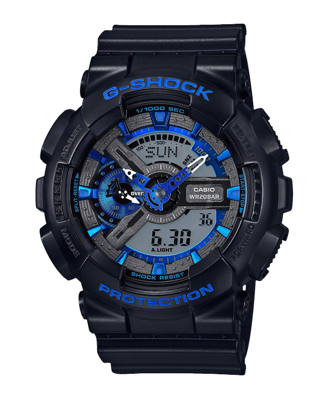 Часы CASIO GA-110CB-1A Часы CASIO GA-110CB-1AG-CLASSIC<br>Матовый черный корпус с синими деталями циферблата – перед вами стильная новинка из популярной <a href=&amp;quot;/all-gshock/g-shock-ga-110/&amp;quot;>серии джишоков GA-110</a>! Эти джишоки с аналого-цифровым циферблатом можно отнести как к fashion-моделям, так и к рабочим лошадкам, благодаря одной из самой прочных конструкций во всей линейке G-SHOCK.
<br>Из интересных функций стоит отметить умение определять скорость преодоленного вами пути. Да-да, они еще и умные!<br>