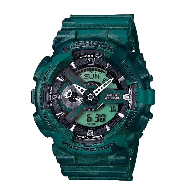 Часы CASIO GA-110CM-3A Часы CASIO GA-110CM-3AG-CLASSIC<br>Стильная fashion-модель из популярной <a href=&amp;quot;/all-gshock/g-shock-ga-110/&amp;quot;>серии G-SHOCK GA-110</a> в расцветке изумрудный камуфляж. Одноцветный камуфляж, различающийся лишь по оттенкам — великолепная находка дизайнеров G-SHOCK, придающая глубину и дополнительный объем дизайну этих джишоков.Модель стала полноценным представителем уличной моды. Вы можете встретить эти джишоки на улицах всех крупных мегаполисов мира от Токио до Нью-Йорка.<br>