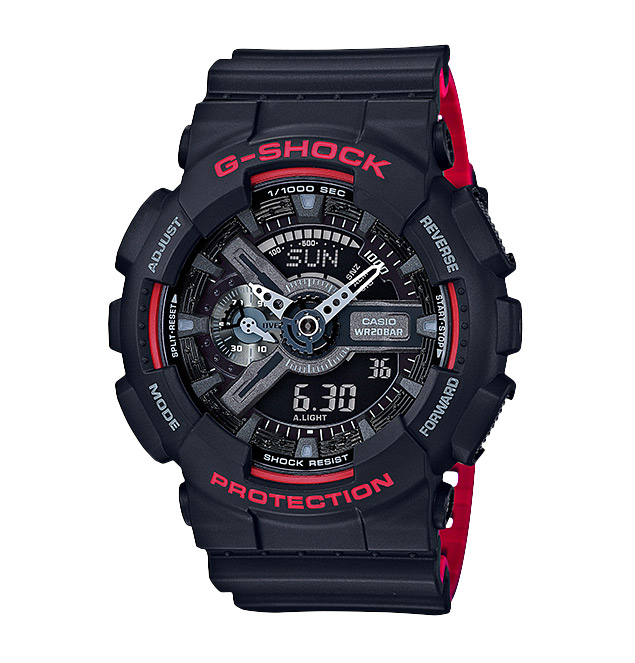 Часы CASIO GA-110HR-1A Часы CASIO GA-110HR-1AG-CLASSIC<br>Модель G-SHOCK 2016 года из <a href=&amp;quot;/all-gshock/g-shock-ga-110/&amp;quot;>серии GA-110</a> в черном цвете, с красными деталями циферблата. Отличительной особенностью дизайна является двухслойный ремешок двух цветов: черный снаружи и красный внутри. В итоге получилась стильная аутентичная модель с собственной яркой фишкой.<br>
