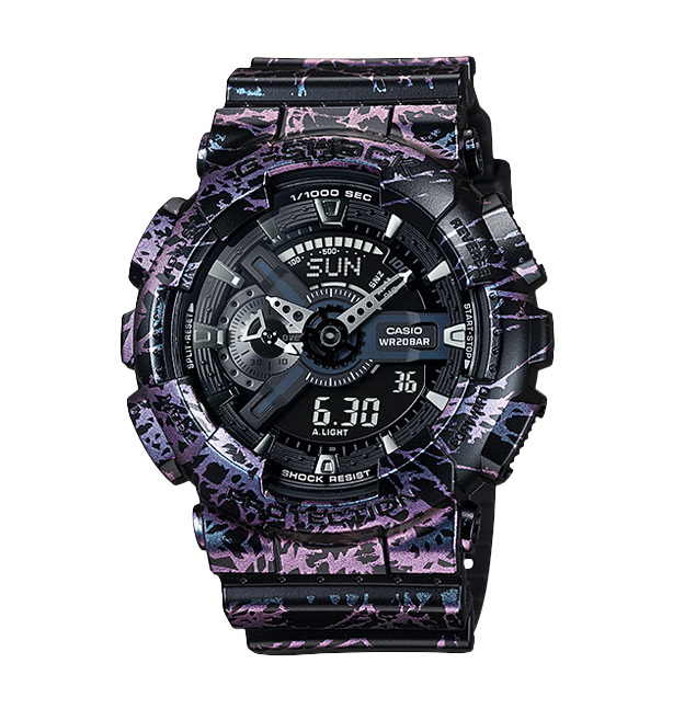 Часы CASIO GA-110PM-1A Часы CASIO GA-110PM-1AG-SPECIALS<br>Экспрессивная модель в популярном <a href=&amp;quot;/all-gshock/g-shock-ga-110/&amp;quot;>корпусе GA-110</a> из ограниченной серии джишоков Polarized Marble со стильным абстрактным принтом, который играет на корпусе розовыми, пурпурными и голубыми оттенками.<br>
