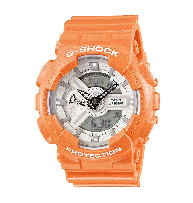 Часы CASIO GA-110SG-4A Часы CASIO GA-110SG-4AG-CLASSIC<br>Моднейшие джишоки из популярной <a href=&amp;quot;/all-gshock/g-shock-ga-110/&amp;quot;>серии GA-110</a> в оранжевом цвете с белыми кнопками и деталями циферблата можно отнести как к fashion-моделям, так и к рабочим лошадкам, благодаря одной из самый прочных конструкций в линейке G-SHOCK. Из интересных функций стоит отметить умение определять скорость преодоленного вами пути. Да-да, они еще и умные!
<br>Напоминаем, что серия G-SHOCK GA-110 одна из самых многочисленных, разнообразных и популярных среди всех моделей бренда. Часы данной серии уже завоевали сердца миллионов людей по всему миру. Без преувеличения, вы можете встретить их на запястьях людей абсолютно любых возрастов, социальных статусов и интересов в любой точки света от Токио до Нью-Йорка!<br>