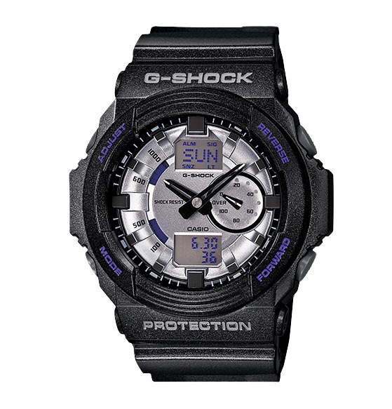 Часы CASIO GA-150MF-8A Часы CASIO GA-150MF-8AG-CLASSIC<br>Новинка в корпусе GA-150 в корпусе цвета черный металлик с перламутровым циферблатом и феолетовыми деталями. Стильные, но при этом лаконичные и сдержанные, с отображением времени стрелками и двумя цифровыми дисплеями, эти джишоки по праву завоевали сердца многих поклонников японского бренда.<br>