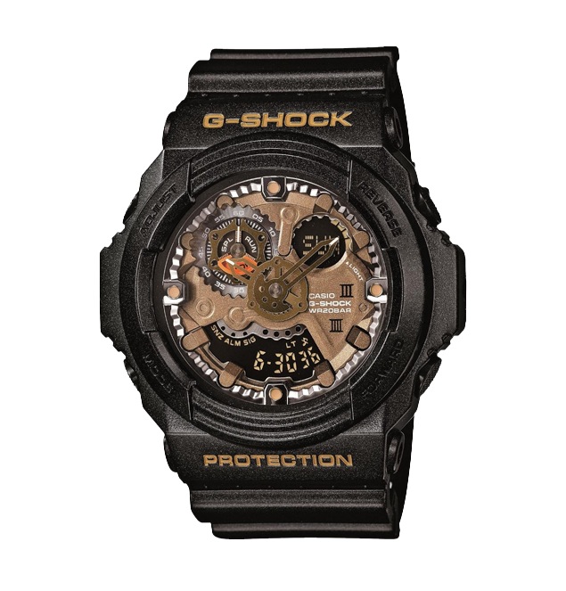 Часы CASIO GA-300A-1A Часы CASIO GA-300A-1AG-CLASSIC<br>Аналого-цифровая fashion-модель в корпусе черный металлик с циферблатом в золотом цвете обладает несвойственным джишокам дизайном, в котором легко считывается отсылка к механическим скелетонам. Отличная модель на каждый день, в джишоковой классификации, эту модель, пожалуй, можно отнести к классической.
<br>
<br>Как и все джишоки, модель является ударопрочной, водонепроницаемой, а также защищена от влияния магнитный полей, что позволяет достигать точности в ±20 сек. в месяц.<br>