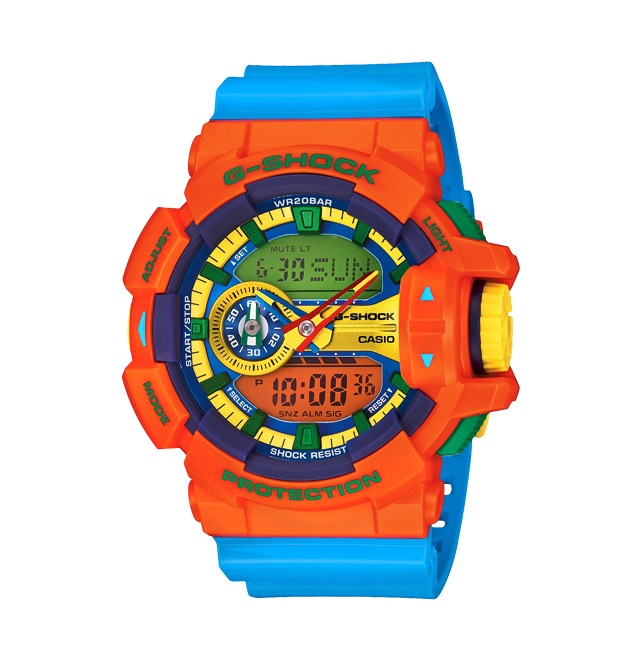 Часы CASIO GA-400-4A Часы CASIO GA-400-4AG-SPECIALS<br>Нет, они не игрушечные и сделаны не из LEGO, они просто классные! Но есть важный нюанс: данная модель в оранжево-голубом корпусе c ярким циферблатом, как и ее собратья из <a href=&amp;quot;/all-gshock/g-shock-ga-400/&amp;quot;>серии GA-400</a>, способна непроизвольно вызывать улыбки у окружающих людей, в чье поле зрения она попадает.
<br>Напомним, что <a href=&amp;quot;/all-gshock/g-shock-ga-400/&amp;quot;>серия GA-400</a> имеет второе название BIG CASES SERIES™, что говорит о большом размере корпуса у данных джишоков. Именно сочетание сумасшедших расцветок и нарочито футуристического корпуса делает эти часы ярким аутентичным аксессуаром в мире уличной моды.<br>