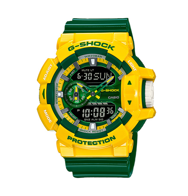 Часы CASIO GA-400CS-9A Часы CASIO GA-400CS-9AG-SPECIALS<br>Нет, они не игрушечные, они просто клевые!Новинка из <a href=&amp;quot;/all-gshock/g-shock-ga-400/&amp;quot;>серии GA-400</a> в бразильских визуальных мотивах придется по вкусу поклонникам данной серии. Но будьте осторожны, данная модель способна непроизвольно притягивать взгляды окружающих людей, в чье поле зрения она попадает.К слову, не лучший выбор, если вам хочется остаться неприметным :)
<br>Напомним, что <a href=&amp;quot;/all-gshock/g-shock-ga-400/&amp;quot;>серия GA-400</a> имеет второе название BIG CASES SERIES™, что говорит о большом размере корпуса у данных джишоков. Именно сочетание сумасшедших расцветок и нарочито футуристического корпуса делает эти часы ярким аутентичным аксессуаром в мире уличной моды.<br>