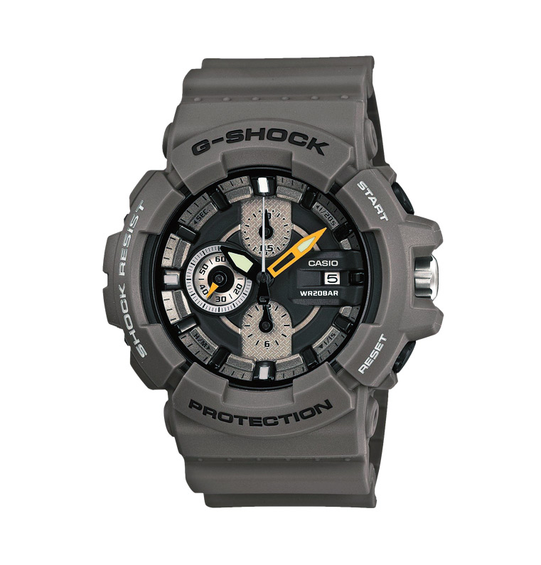 Часы CASIO GAC-100-8A Часы CASIO GAC-100-8AG-PREMIUM<br>Абсолютно нетипичные джишоки, в хорошем смысле этого слова. Во-первых они полностью аналоговые, во-вторых уникальный дизайн: брутальный толстый серый корпус с яркими желтыми стрелками. Отличная модель на каждый день, в джишоковом ранжировании это безусловно классика.Как и все джишоки, модель является ударопрочной, водонепроницаемой, а также защищена от влияния магнитный полей, что позволяет достигать точности в ±20 сек. в месяц.<br>