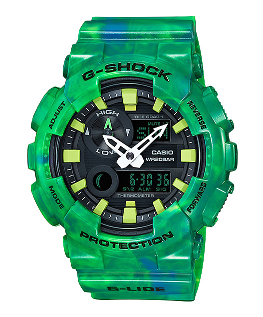 Часы CASIO GAX-100MB-3A Часы CASIO GAX-100MB-3AG-CLASSIC<br>Новая модель 2016 года из <a href=&amp;quot;/all-gshock/g-shock-g-lide/&amp;quot;>серии G-LIDE™</a> в изумрудно-зеленом <a href=&amp;quot;/all-gshock/g-shock-ga-100/&amp;quot;>корпусе GA-100</a> сочетает привычный корпус &amp;quot;соток&amp;quot; и расширенный функционал серферской серии: отображение графика приливов, фаз Луны, а также встроенный термометр. Без сомнений, модель будет успешна среди людей, увлекающихся водными видами спорта и не только. Проверенный форм-фактор + инновационный функционал = отличный релиз от CASIO.<br>