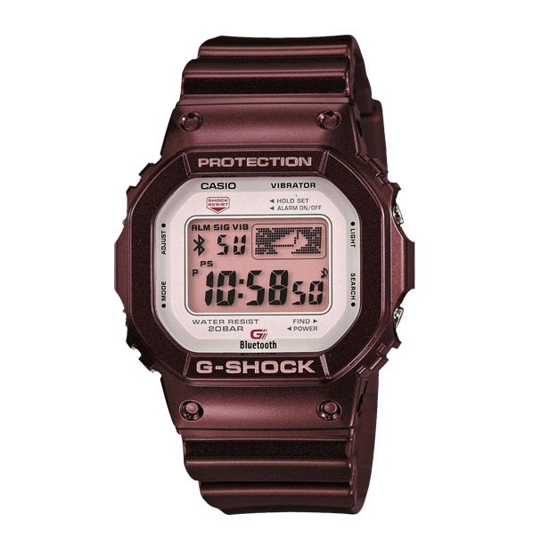 Часы CASIO GB-5600AA-5E Часы CASIO GB-5600AA-5EG-PREMIUM<br>Олдскул корпус в цвете красно-коричневый металлик с современной начинкой внутри из серии G-BLUETOOTH®l. Эта модель способна не только приковывать взгляды окружающих своим видом на запястье хозяина, но и может поразить вас своим умом. Беспроводная связка с вашим мобильным гаджетом, вибро-уведомления, индикация входящих вызовов, имейлов, сообщений в соц. сетях — все это лишь начало длинного списка функций данных шоков.Напоминаем, что часы серии G-BLUETOOTH® поддерживают беспроводную синхронизацию со смартфоном и позволяют управлять музыкой на вашем телефоне или получать вибро, звуковые и визуальные уведомления о новом SMS прямо через джишоки. Доступна и обратная связь, т.е. вы можете выставить мировое время или будильник на часах прямо с вашего смартфона.<br>