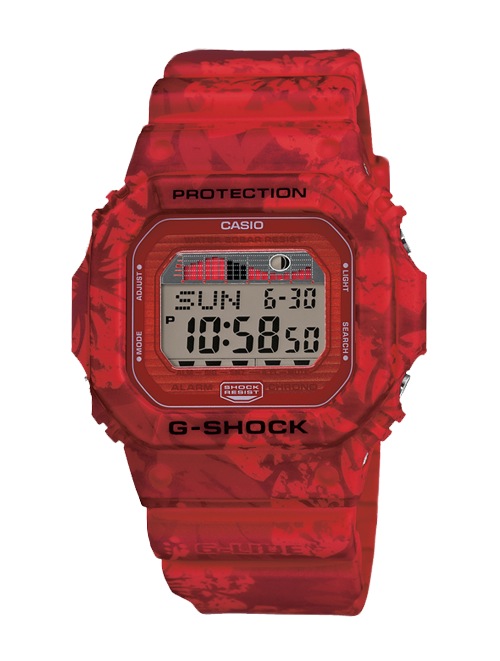 Часы CASIO GLX-5600F-4E Часы CASIO GLX-5600F-4EG-SPECIALS<br>Новинка 2015 года из серии G-LIDE™ в раскраске RED FLORAL, пропитанная духом джишоков, в которой с легкостью читается аутентичный дизайн самой первой модели G-SHOCK, созданной еще в 1983 году.
<br>Напомним, что <a href=&amp;quot;/all-gshock/g-shock-g-lide/&amp;quot;>серия G-LIDE™</a> является серферской и каждая модель серии имеет функцию отображению приливов и отливов, что позволяет выбирать наилучшие споты для катания.Но безусловно, жизнь данной модели не ограничивается серфингом, она прекрасно себя чувствует на улицах мегаполисов и с легкостью находит себя в любых экстримальных видах спорта.<br>