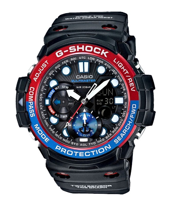 Часы CASIO GN-1000-1A Часы CASIO GN-1000-1AG-PREMIUM<br>GULFMASTER™ стал более доступным благодаря новой модели серии! Это младший брат моделей GWN, выполненные в черном корпусе со стальным красно-синим безелем.
<br><a href=&amp;quot;http://www.g-store.ru/all-gshock/g-shock-gulfmaster/&amp;quot;>G-SHOCK GULFMASTER™</a> – это профессиональная серия джишоков, рожденные противостоять стихии океана.
<br>В отличии от своих старших братьев, эта модель не умеет предсказывать погоду и предупреждать о наступающем ненастье, однако на борту этих джишоков присутствует термометр, цифровой компас, график приливов и отливов и фаз Луны и еще более десятка функций.<br>
