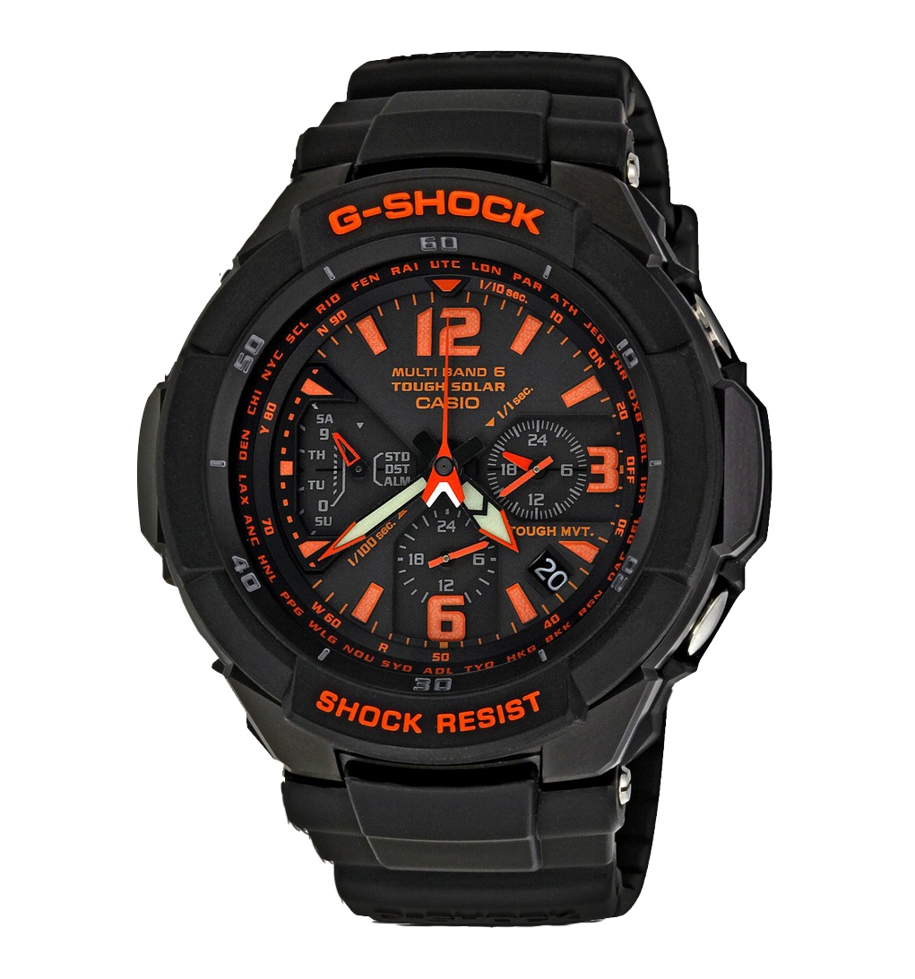 Часы CASIO GW-3000B-1A Часы CASIO GW-3000B-1AG-PREMIUM<br>Первое поколение Авиаторов – супер-функциональных джишоков из <a href=&amp;quot;/all-gshock/g-shock-gravitymaster/&amp;quot;>серии GRAVITYMASTER™</a> в черном корпусе с ярко-оранжевыми деталями циферблата.
<br>
<br>G-SHOCK GRAVITYMASTER™ – это профессиональная серия джишоков, рожденных противостоять стихии воздуха, джишоки данной серии подходят людям, связанным с авиацией и иной деятельностью, где необходимо быстро в движении получать всю информацию с датчиков часов.
<br>
<br>На борту защита от воздействия центробежной силы, ударов и вибраций, солнченая батарея, коррекция времени по радиосигналу и еще более десятка функций.<br>