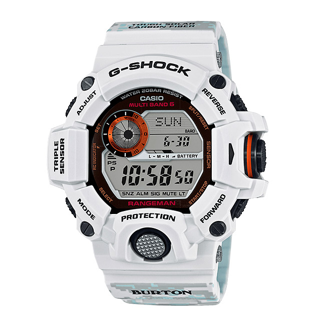 Часы CASIO GW-9400BTJ-8E Часы CASIO GW-9400BTJ-8EG-PREMIUM<br>Лимитированная модель в зимнем дизайне из <a href=&amp;quot;http://www.g-store.ru/all-gshock/g-shock-rangeman/&amp;quot;>серии G-SHOCK RANGEMAN™</a>, выпущенная ограниченным тиражем, является коллаборацией со сноубордическим брендом BURTON. Помимо уникального дизайна, это одна из самых прочных и функциональных моделей в семействе G-SHOCK.Коррекция времени по радиосигналу, ударо- и водостойкость, датчик давления и температуры, отображение восхода и заката и еще около 20 функций, о которых вы можете прочесть ниже.<br>