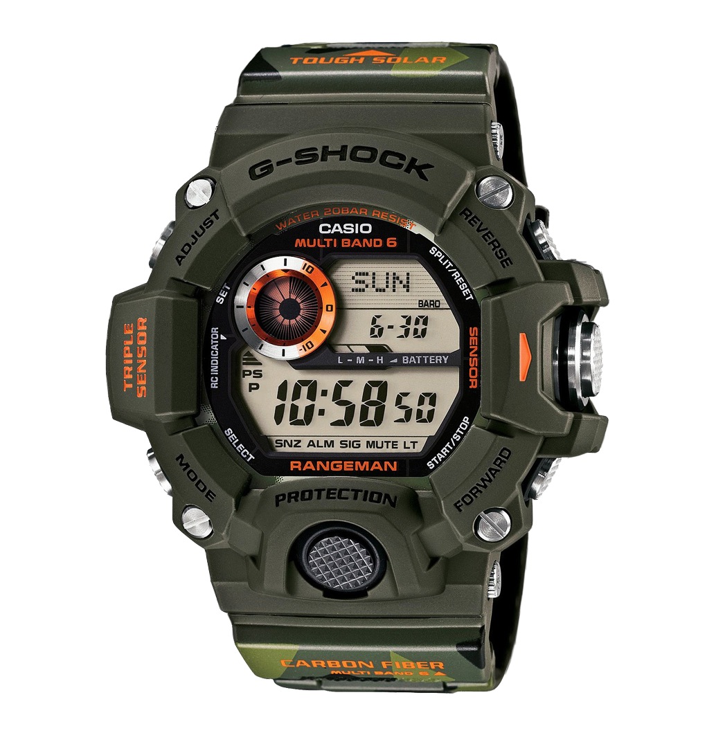 Часы CASIO GW-9400CMJ-3E Часы CASIO GW-9400CMJ-3EG-PREMIUM<br>Новая модель цвета хаки из профессиональной <a href=&amp;quot;http://www.g-store.ru/all-gshock/g-shock-rangeman/&amp;quot;>серии RANGEMAN™</a> с камуфляжным ремешком. Помимо выдающегося дизайна одна из самых прочных и функциональных в семействе G-SHOCK.Коррекция времени по радиосигналу, ударо- и водостойкость, датчик давления и температуры, отображение восхода и заката и еще около 20 функций, о которых вы можете прочесть ниже.<br>