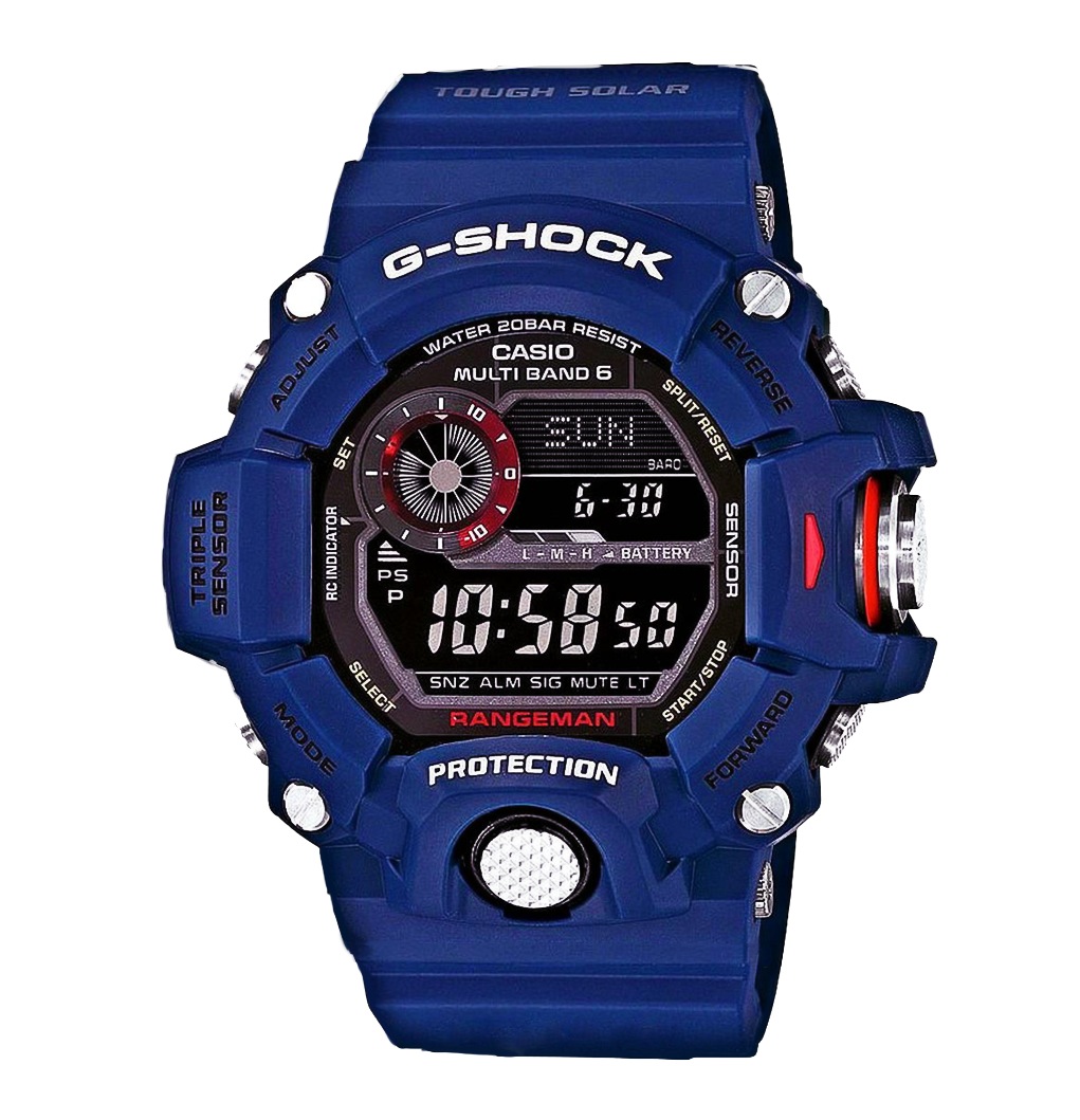 Часы CASIO GW-9400NV-2E Часы CASIO GW-9400NV-2EG-PREMIUM<br>Модель в синем корпусе из профессиональной <a href=&amp;quot;http://www.g-store.ru/all-gshock/g-shock-rangeman/&amp;quot;>серии RANGEMAN™</a> помимо выдающегося дизайна одна из самых прочных и функциональных в семействе G-SHOCK.Коррекция времени по радиосигналу, ударо- и водостойкость, датчик давления и температуры, отображение восхода и заката и еще около 20 функций, о которых вы можете прочесть ниже.<br>