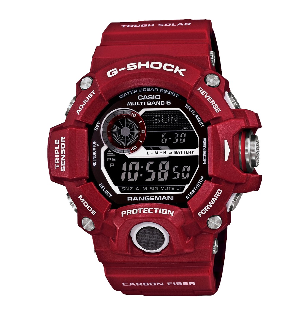 Часы CASIO GW-9400RD-4E Часы CASIO GW-9400RD-4EG-PREMIUM<br>Модель в красном корпусе из профессиональной <a href=&amp;quot;http://www.g-store.ru/all-gshock/g-shock-rangeman/&amp;quot;>серии RANGEMAN</a> помимо выдающегося дизайна одна из самых прочных и функциональных в семействе G-SHOCK.Коррекция времени по радиосигналу, ударо- и водостойкость, датчик давления и температуры, отображение восхода и заката и еще около 20 функций, о которых вы можете прочесть ниже.<br>