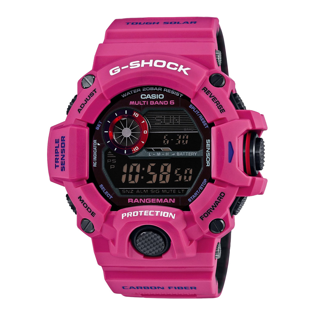 Часы CASIO GW-9400SRJ-4E Часы CASIO GW-9400SRJ-4EG-PREMIUM<br>Эпатажная лимитированная новинка в <a href=&amp;quot;http://www.g-store.ru/all-gshock/g-shock-rangeman/&amp;quot;>серии RANGEMAN™</a> в ярко-розовом цвете — это сочетание несочитаемого: гламурная расцветка и брутальность угловатого корпуса, обладающего невероятной прочностью. CASIO в очередной раз удивляет своих поклонников и рушит новый стереотип.
<br>
<br>Напомним, что профессиональная серия RANGEMAN™ изначально создавалась как надежный помощник для выживания в самых трудных природных условиях.
<br>
<br>Модели данной серии обладают широким функционалом, среди которого: авто-коррекция времени по радиосигналу от атомных часов на разных континентнах, ударо- и водостойкость, датчик давления, температуры и цифровой компас, отображение восхода и заката и еще около 20 функций, о которых вы можете прочесть ниже.<br>