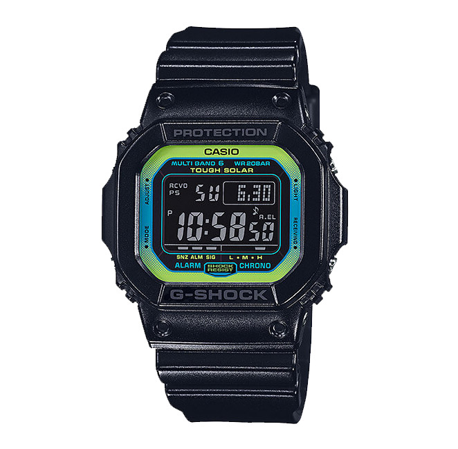 Часы CASIO GW-M5610LY-1E Часы CASIO GW-M5610LY-1EG-CLASSIC<br>Новинка G-SHOCK в самом узнаваемом олдскульном корпусе 5600. Эти черная модель с ярким лаймовым циферблатом оснащена солнечной батареей и авто-синхронизацией времени с атомтными часами на разных континентах!<br>