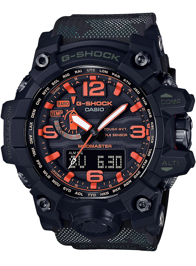 Часы CASIO GWG-1000MH-1A Часы CASIO GWG-1000MH-1AG-PREMIUM<br>Свежая коллаборация 2016 года флагманских сверх-функциональных джишоков из серии MUDMASTER™ с лондонским брендом <a href=&amp;quot;http://www.maharishistore.com/&amp;quot;>Maharishi</a>. Модель получила уникальный дизайн, состоящий из черного корпуса с яркими деталями циферблата в оранжевом цвете и камуфляжным принтом высокого разрешения на сверх-прочном полимерном ремешке.
<br>Напомним, что бренд Maharishi, специализируется на камуфляжных принтах в одежде. Основная миссия бренда — донести, что камуфляж является природным естественным паттерном, а не милитаристским.
<br>
<br><a href=&amp;quot;http://www.g-store.ru/all-gshock/g-shock-mudmaster/&amp;quot;>Профессиональная серия MUDMASTER™</a> создана для покорителей стихии Земли. Благодаря технологиям абсолютной пыле- и грязеустройчивости, а также защите от самых мощных вибраций, эту модель можно эффективно использовать в самых агрессивных условиях.
<br>
<br>На борту: термометр, барометр, высотомер, цифровой компас, график набора высоты, солнечная батарея, автоматическая радио-синхронизация с атомными часами на разных континентнах, сапфировое стекло и еще более десятка функций.<br>