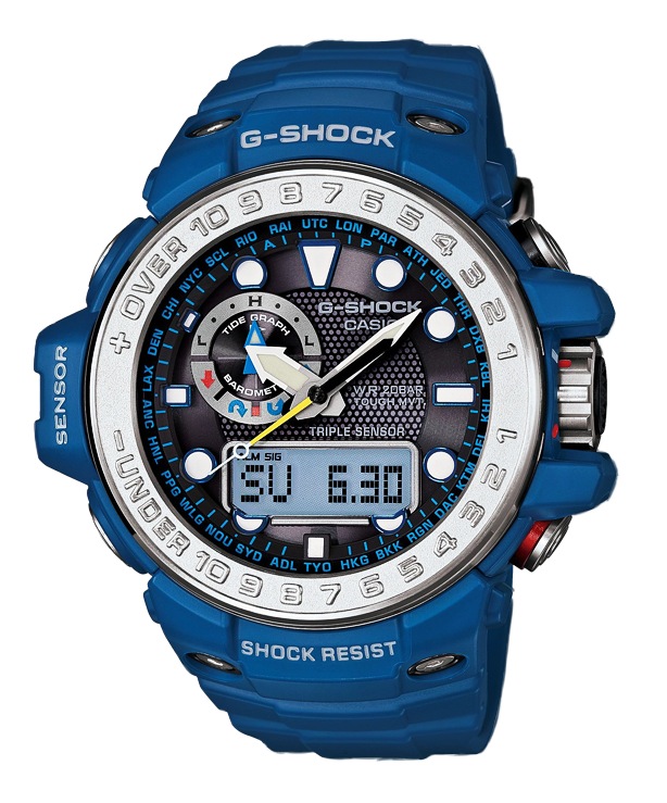 Часы CASIO GWN-1000-2A Часы CASIO GWN-1000-2AG-PREMIUM<br>Это большие во всех смыслах джишоки из <a href=&amp;quot;http://www.g-store.ru/all-gshock/g-shock-gulfmaster/&amp;quot;>серии GULFMASTER™</a>, выполненные в синем корпусе со стальным безелем. Ультрасовременный дизайн, лучшие материалы, передовые технологии.
<br>G-SHOCK GULFMASTER™ – это профессиональная серия джишоков, рожденные противостоять стихии океана. Благодаря суперсовременной начинке, они способны предсказывать погоду и предупреждать о предстоящем ненастье!
<br>Источник энергии этих часов – солнечная батарея, но работоспособность в полной темноте сохраняется до полугода. В этих часах применяется технология Smart Access™, также на борту компас, термометр, барометр и высотомер.<br>