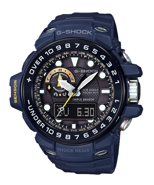 Часы CASIO GWN-1000NV-2A Часы CASIO GWN-1000NV-2AG-PREMIUM<br>Новая суперсовременная модель из серии G-SHOCK GULFMASTER™, способная предсказывать погоду! Это большие во всех смыслах джишоки, выполненные в цвете Blue Navy с черным безелем и золотыми деталями циферблата. Ультрасовременный дизайн, лучшие материалы, передовые технологии.
<br><a href=&amp;quot;http://www.g-store.ru/all-gshock/g-shock-gulfmaster/&amp;quot;>G-SHOCK GULFMASTER™</a> – это профессиональная серия джишоков, рожденные противостоять стихии океана. Благодаря суперсовременной начинке, они способны предсказывать погоду и предупреждать о предстоящем ненастье!
<br>Источник энергии этих часов – солнечная батарея, но работоспособность в полной темноте сохраняется до полугода. В этих часах применяется технология Smart Access™, также на борту компас, термометр, барометр и высотомер.<br>