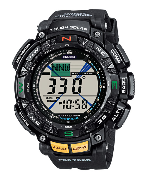Часы CASIO PRG-240-1E Часы CASIO PRG-240-1EPRO TREK<br>Зарекомендовавшие себя протреки из 240-й серии в черном корпусе — это отличный выбор для путешествий, хайкинга и активного времяпровождения.
<br>На борту: термометр, барометр, высотомер, компас и солнечная батарея, данные о заходе и восходе Солнца, автоматическая подсветка, минеральное стекло и еще более десятка функций!<br>