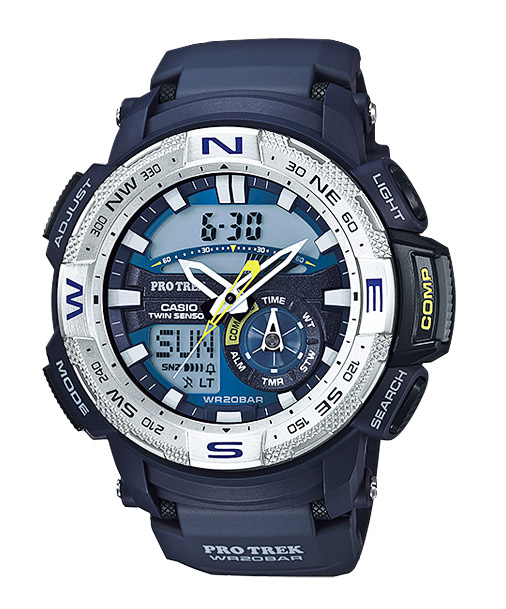 Часы CASIO PRG-280-2E Часы CASIO PRG-280-2EPRO TREK<br>Аналого-цифровые часы CASIO PROTREK в темно-синем корпусе со стальным безелем и функцией Twin Sensor являются незаменимым девайсом для начинающих любителей туризма, трекинга и активного образа жизни.
<br>Часы обладают сверхмощной автоматической подсветкой, цифровым компасом, минеральным стеклом, термометром и еще около десятка функций.<br>
