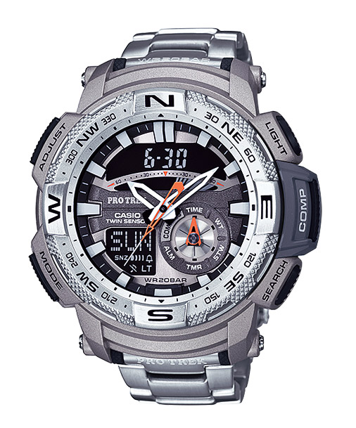 Часы CASIO PRG-280D-7E Часы CASIO PRG-280D-7EPRO TREK<br>Аналого-цифровые часы CASIO PROTREK со стальным безелем и браслетом с функцией Twin Sensor, являются незаменимым девайсом для начинающих любителей туризма, трекинга и активного образа жизни.
<br>Часы обладают сверхмощной автоматической подсветкой, цифровым компасом, минеральным стеклом, термометром и еще около десятка функций.<br>