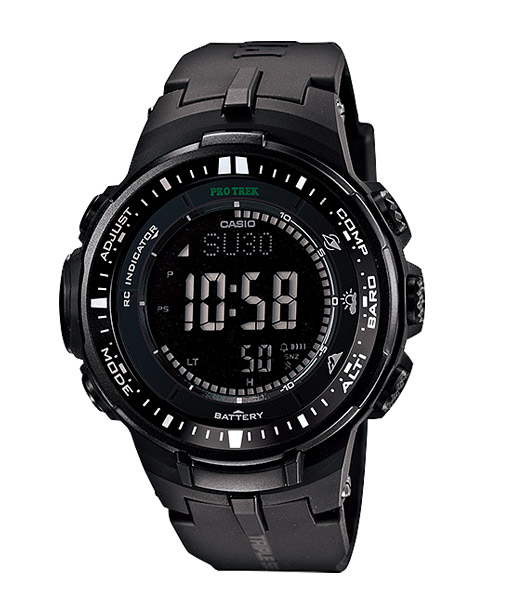 Часы CASIO PRW-3000-1A Часы CASIO PRW-3000-1APRO TREK<br>Эти черные часы с инверсионным дисплеем относятся к последнему поколению PROTREK из <a href=&amp;quot;/all-gshock/protrek-prw-3000/&amp;quot;>серии PRW-3000</a>. Их отличает компактность, которой не могли похвастать их предшественники. CASIO удалось усовершенствовать свой Triple Sensor, он стал еще меньше, а находящиеся в нем термометр, барометр, высотомер и компас стали еще точнее и энерго-эффективнее. Дополните это солнечной батареей, радио-синхронизацией и водозащитой до 100 метров, - все это лишь половина функций данной модели PRW-3000.<br>