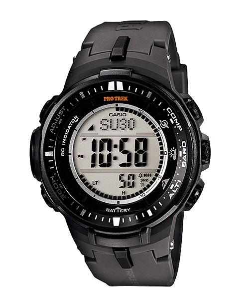 Часы CASIO PRW-3000-1E Часы CASIO PRW-3000-1EPRO TREK<br>Эти черные часы относятся к последнему поколению PROTREK из <a href=&amp;quot;/all-gshock/protrek-prw-3000/&amp;quot;>серии PRW-3000</a>. Их отличает компактность, которой не могли похвастать их предшественники. CASIO удалось усовершенствовать свой Triple Sensor, он стал еще меньше, а находящиеся в нем термометр, барометр, высотомер и компас стали еще точнее и энерго-эффективнее. Дополните это солнечной батареей, радио-синхронизацией и водозащитой до 100 метров, - все это лишь половина функций данной модели.<br>