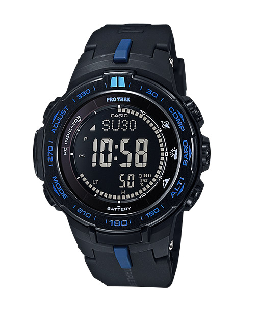 Часы CASIO PRW-3100Y-1E Часы CASIO PRW-3100Y-1EPRO TREK<br>Перед вами модель в черном корпусе с синими деталями и инверсионным дисплеем из нового поколения часов PROTREK — <a href=&amp;quot;/all-gshock/protrek-prw-3000/&amp;quot;>серии PRW-3000</a>! Их отличает компактность, которой не могли похвастать предшественники. CASIO удалось усовершенствовать свой Triple Sensor, он стал еще меньше, а находящиеся в нем термометр, барометр, высотомер и компас стали еще точнее и энерго-эффективнее. Дополните это солнечной батареей, радио-синхронизацией и водозащитой до 100 метров, - все это лишь половина функций данной модели.
<br>В отличие от предыдущей серии PRW-3000, в серии PRW-3100 у часов появился более совершенный дисплей, позволяющий комфортно считывать данные с более широких углов просмотра, также модель оснащена стальным безелем и немного тоньше своих предшественников.<br>
